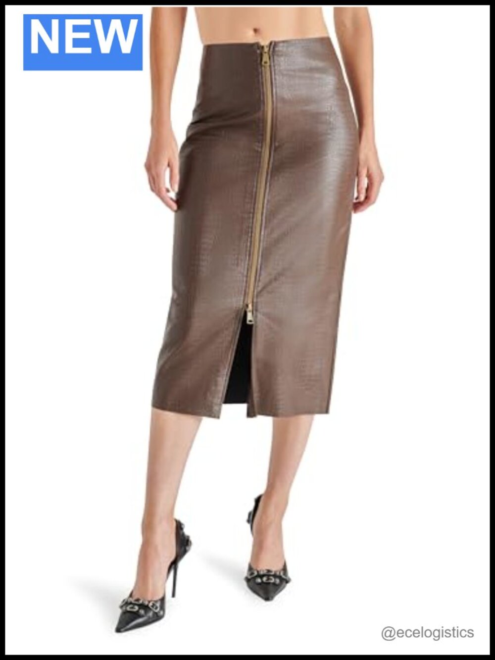 Steve Madden Hayes Midi Skirt 100% Polyurethane Zippered Sleeveless
